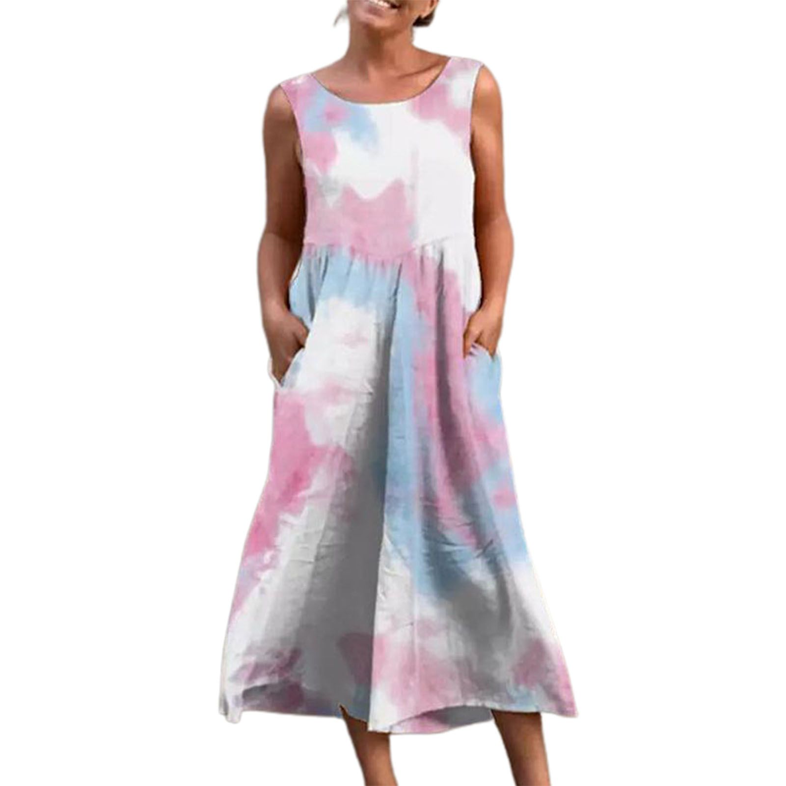 di Dress Simple Tie Dye Print Girls Vest Dress