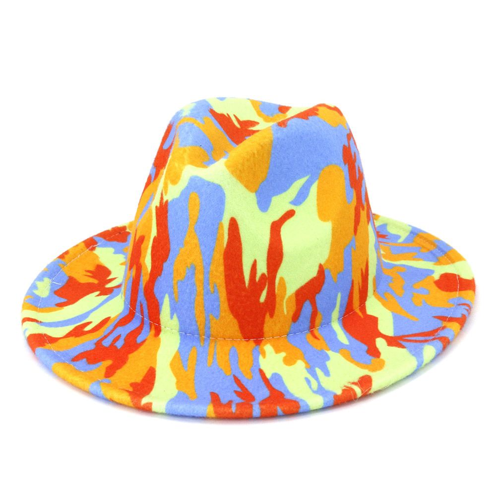 Hat fedora hat  tie dyed Panama felt hat for women jazz hat church hat top cap british women fedoras hats for men шляпа женская