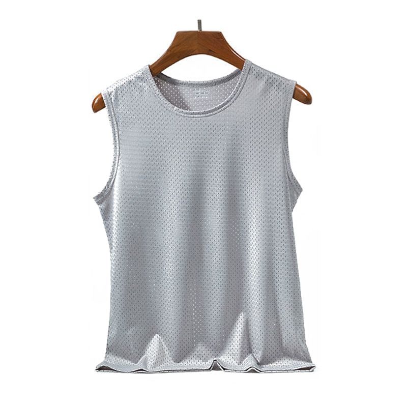 Men's Mesh Vest Ice Silk Quick-drying Bodybuilding Fitness Muscle  Sleeveless Wide Shoulder Vest Fitness Casual Srt
