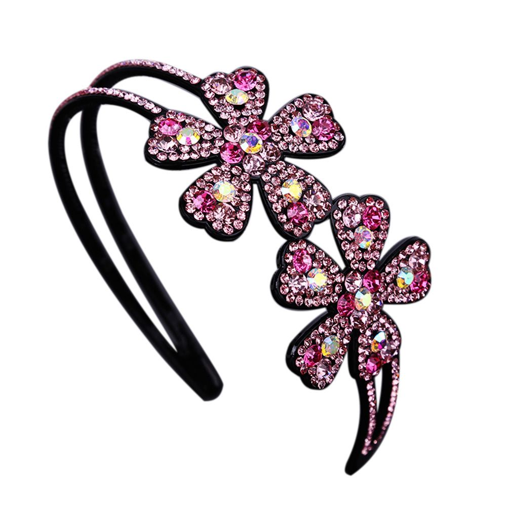 Women Rhinestone Inlaid Flower Headband Hairband Hair Hoop Headwear Accessory