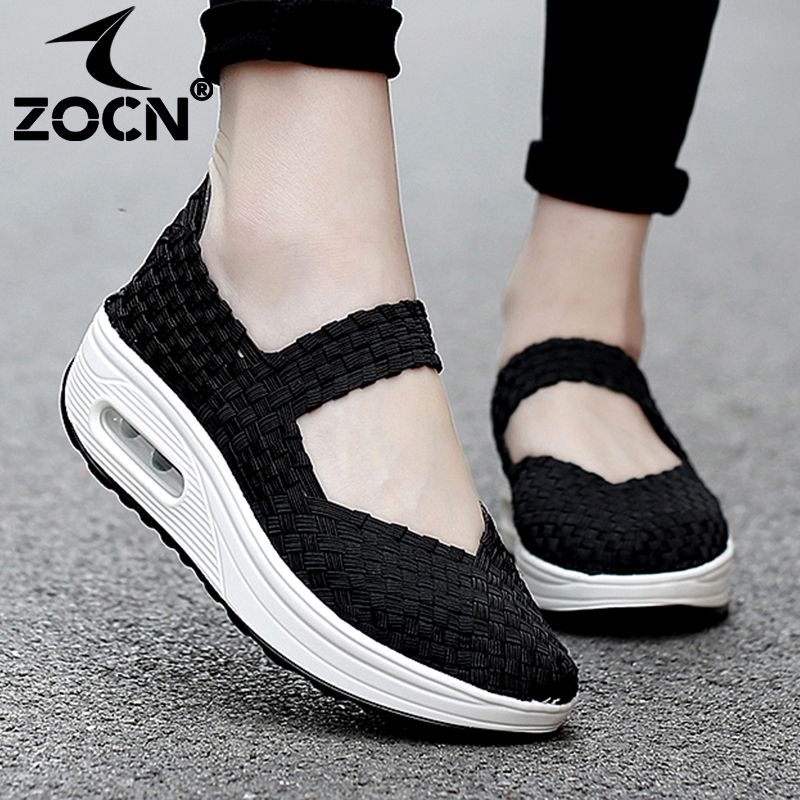 Woven Shoes for Women Cheap Women r Cushion Sneakers Soft Comfortable Korean Version High Heels Rubber Shoes Large Size 35-42