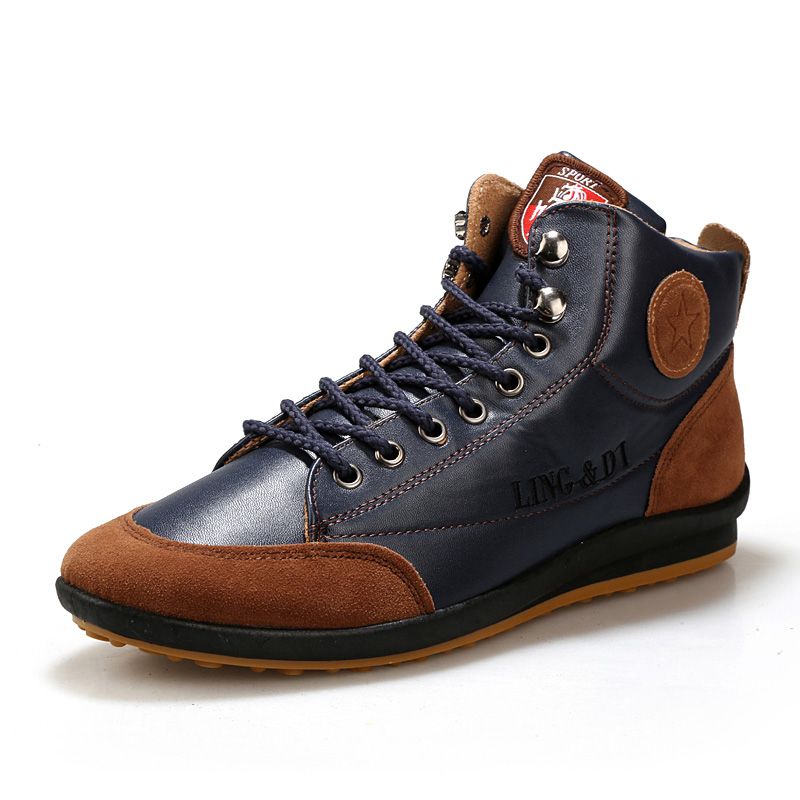 Fashion Brand High-end Racing Shoes Large Size：EU39-46 45 Korean Men's Shoes Handsome High-top Shoes Martin Boots Trendy Sneakers Men's Casual Fashion Shoes British Leather Shoes Men's Boots