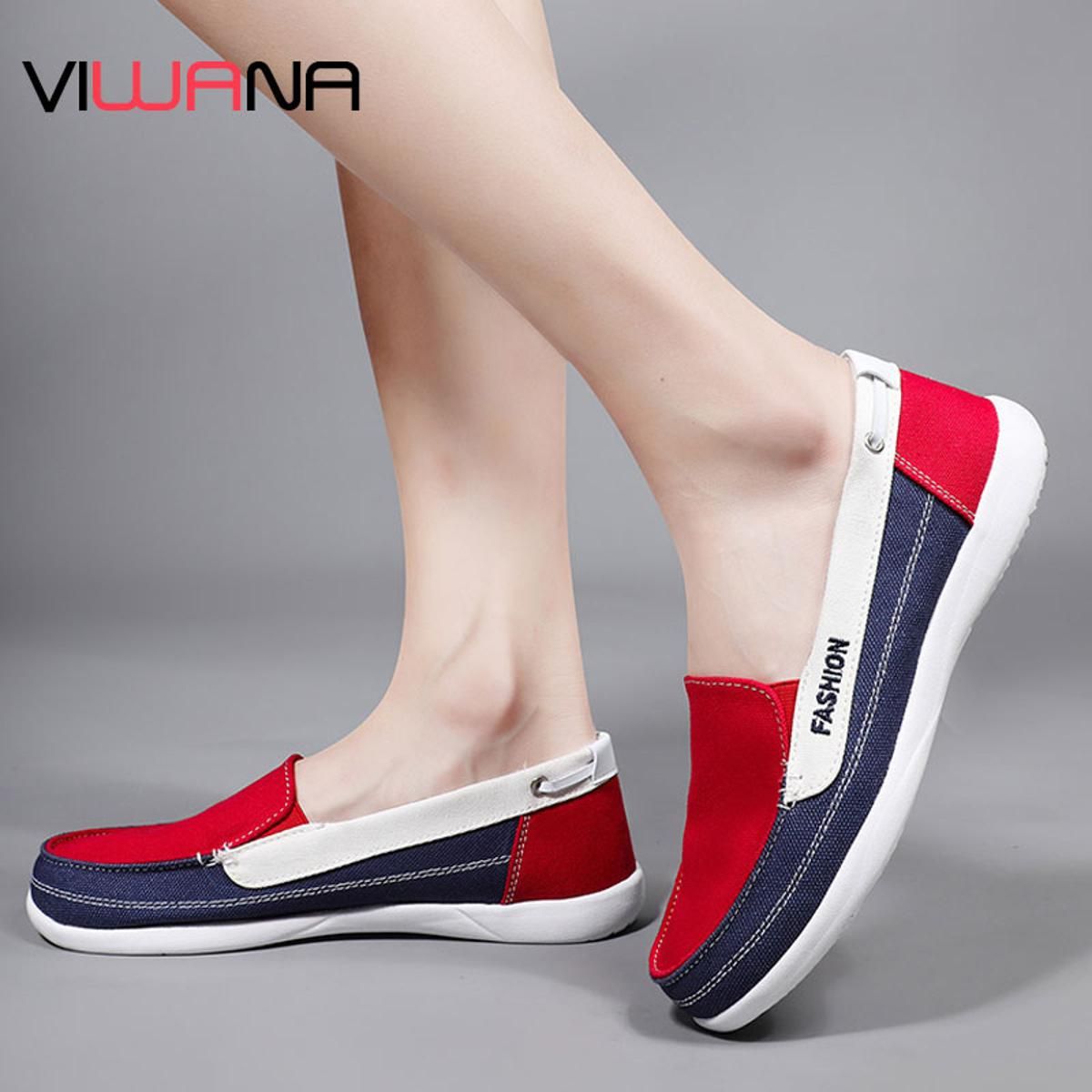 Women Canvas Shoes Flats Korean Style Casual Slip On Loafers For Women Soft Sole Sneakers Ladies  Walking Shoes For Women