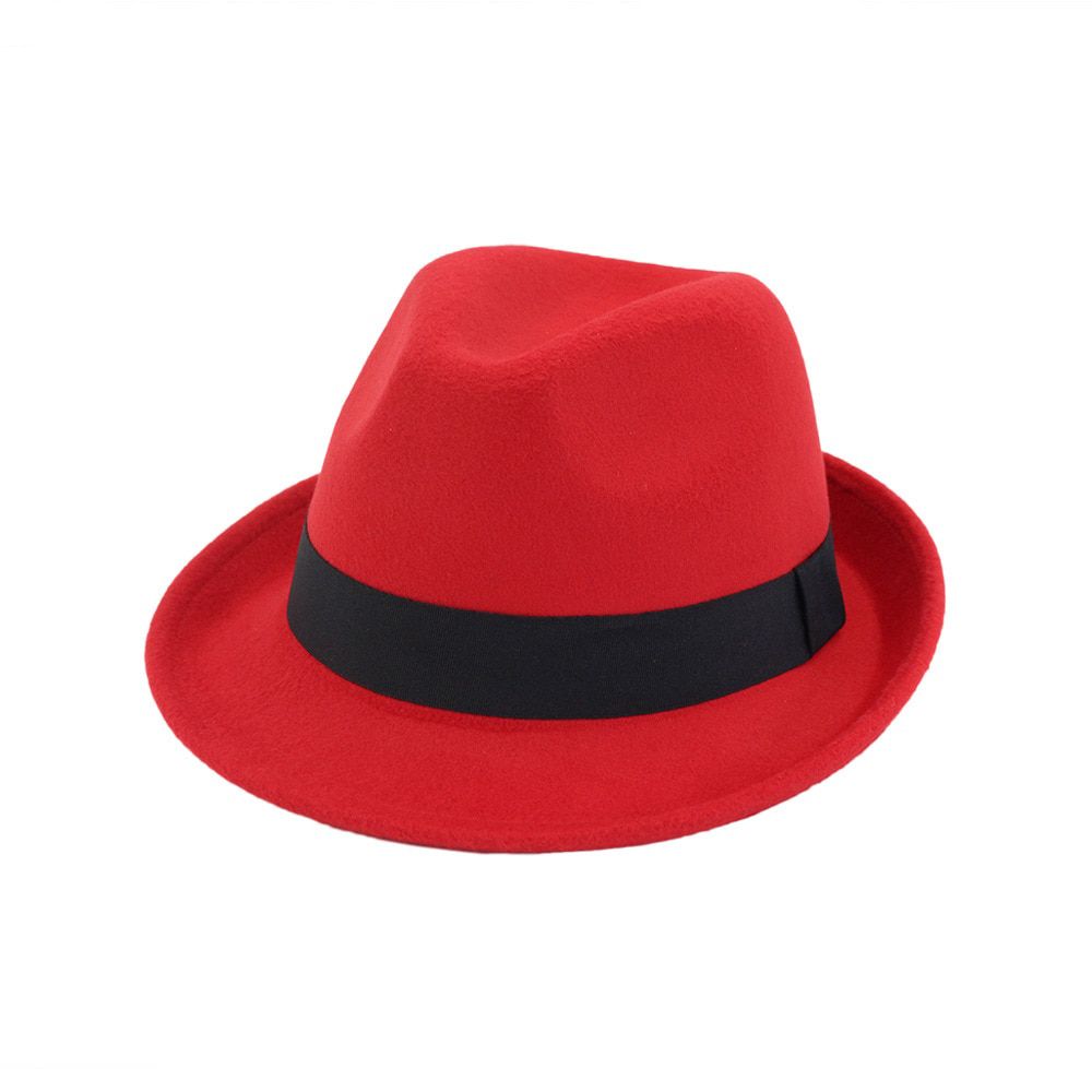 FS Fashion Jazz Cap For Men Women Short Brim Wool Trilby Fedora Felt Hats Vintage Spring Autumn Panama Black Camel Red Blue Hat