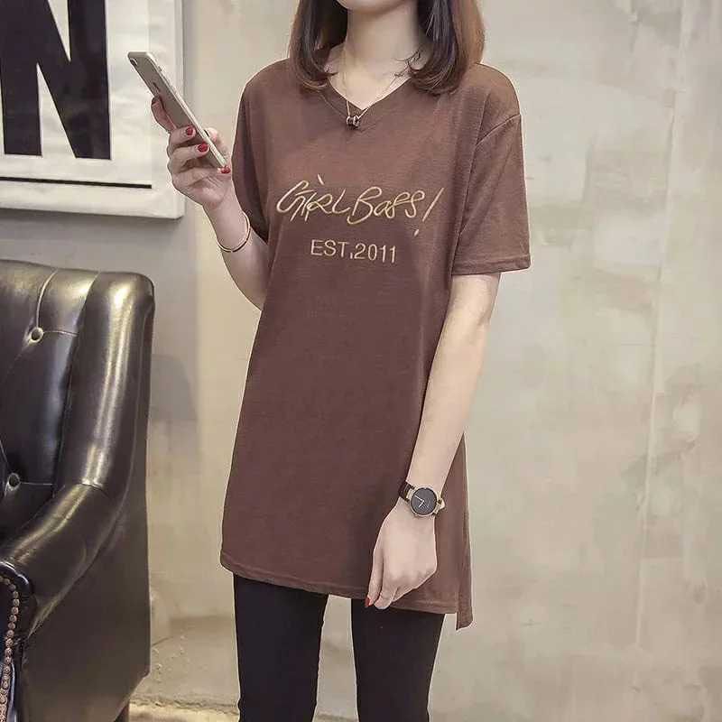 Women Fashion - Dark Ash Cotton Half Sleeve T Shirt For Women