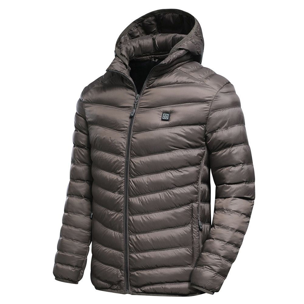 Men Winter Warm USB Heating Fleece Jackets Parkas Smart Thermostat Detachable Hooded Heated Waterproof Jacket Clothing