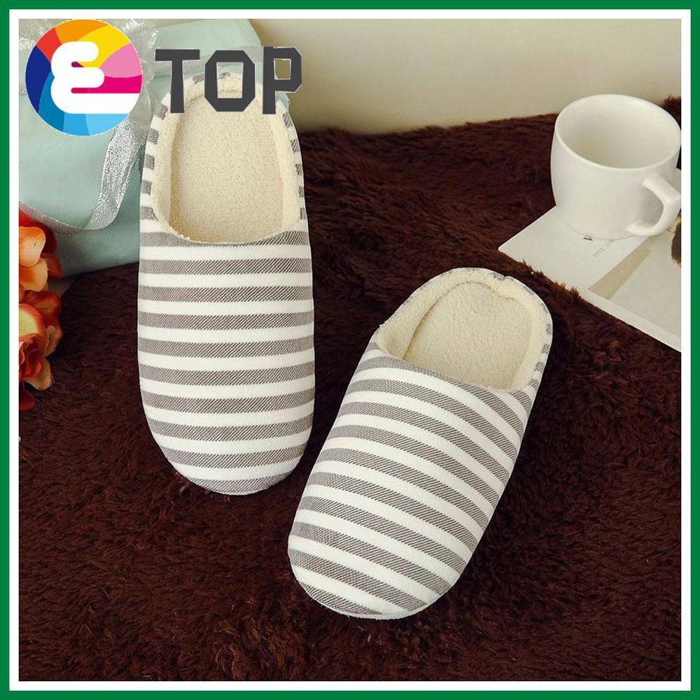 Women Men Warm Striped Slipper IndoorsAnti-slip Winter House Shoes Comfortable uni couple slippers Olympic Games