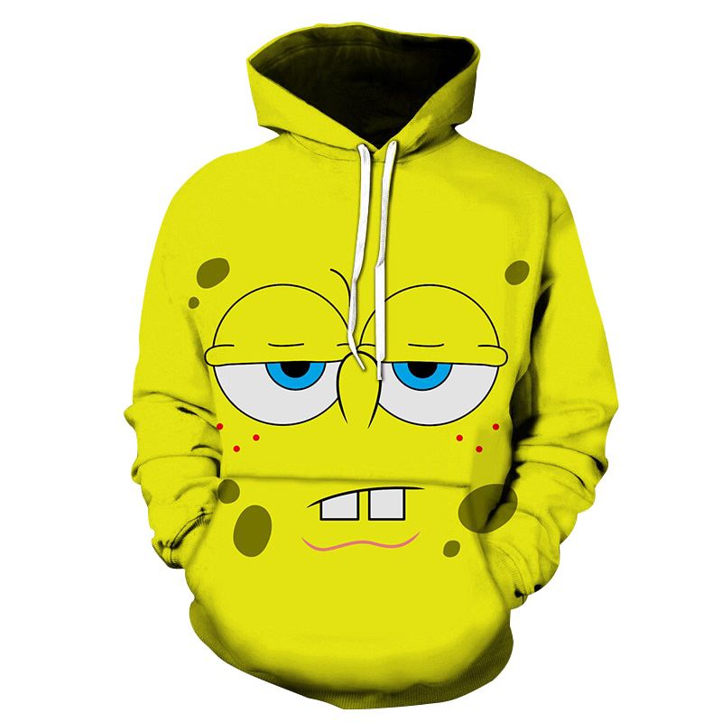Funny Yellow Boys Hoodies Men Sponge Family Print 3D Hoodie Sweatshirt Men Anime Cartoon Pullover Unisex Hooded Cut Couples coat