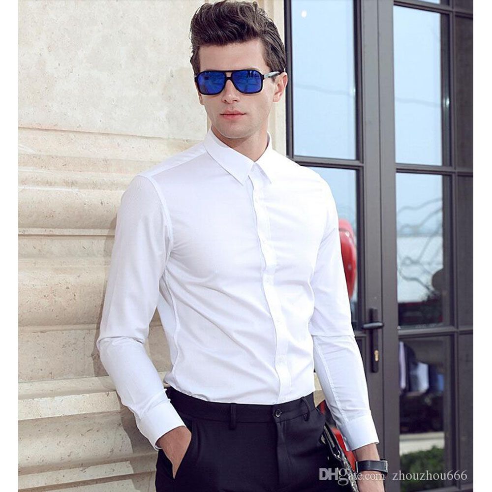 White Cotton Long Sleeves Casual Shirt For Men