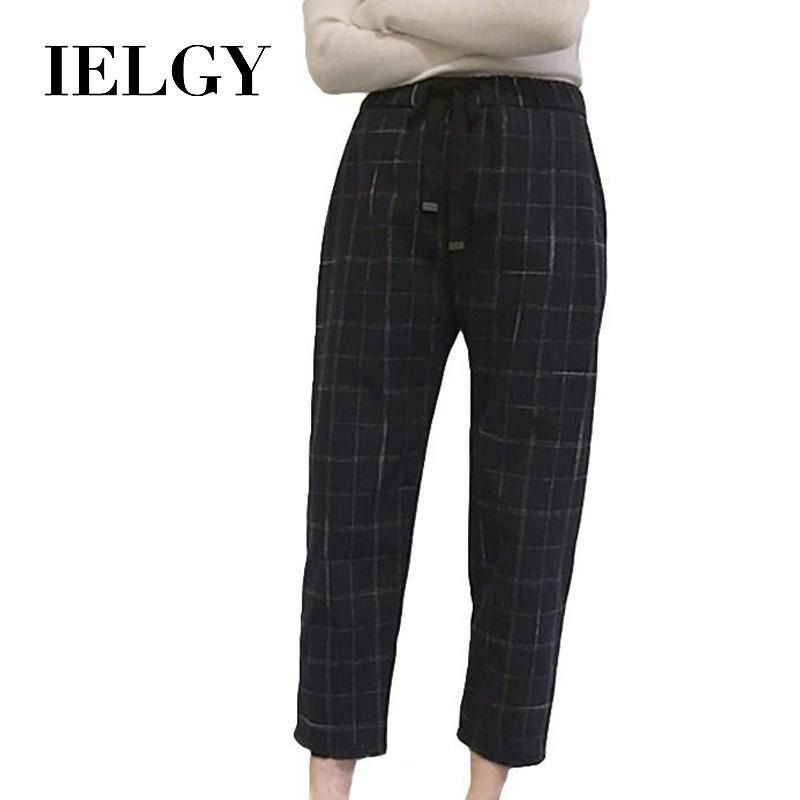 IELGY Plaid harem pants loose was thin wild casual pants female students tide
