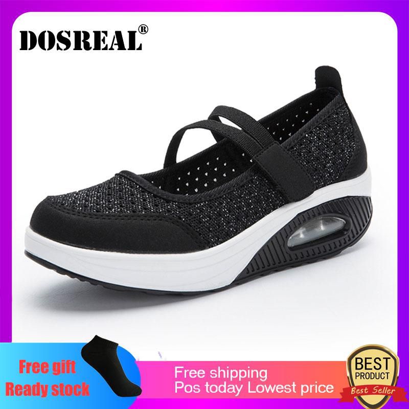 Spring Women Flat Platform Shoes Feameal Breathable Mesh Casual Sneakers Shoes Ladies Hook&Loops Shoes Big Size 35-42
