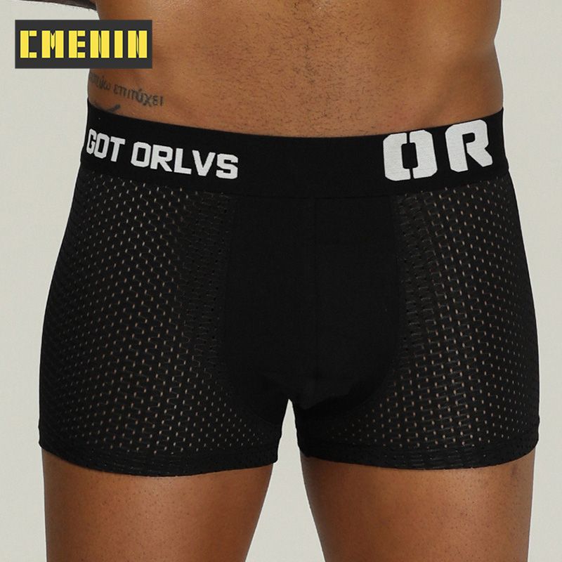 CMENIN 1pcs ORLVS (1 Pieces) Men Underwear Boxershorts Mesh Breathable Underpants Innerwear Fashion Solid Print "OR" Panties Trunks OR207