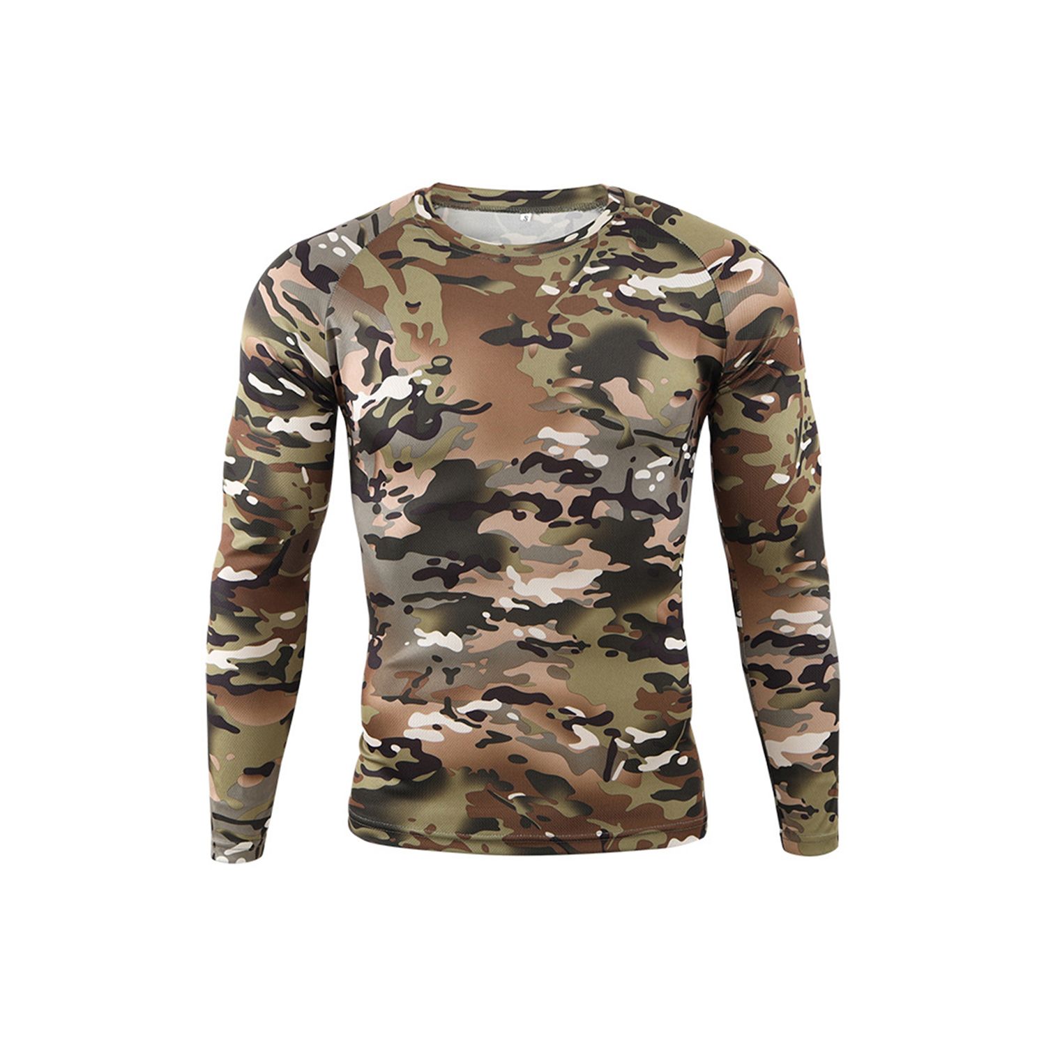 Men’ s T-Shirt, Camouflage Print Round Neck Long Sleeve T-Shirt Tops for Men, S/M/L/XL/XXL/XXXL