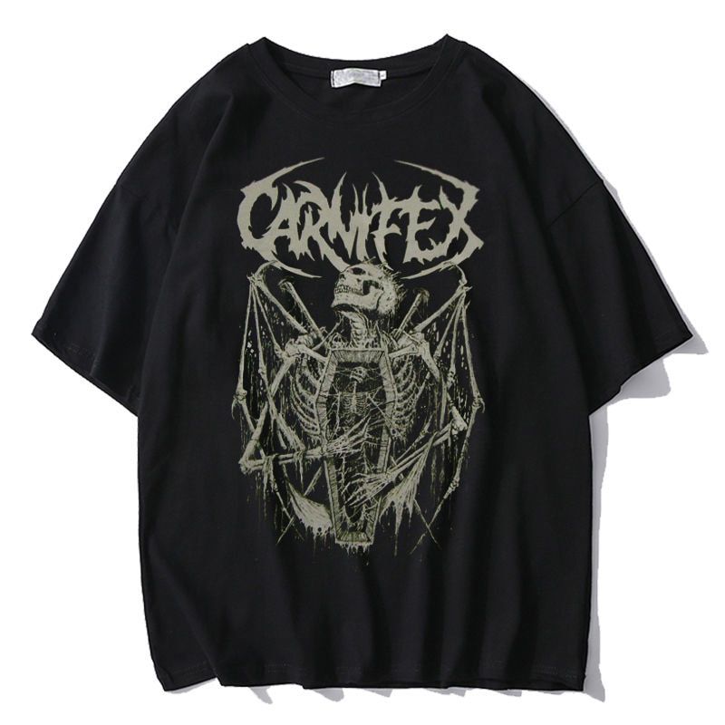 Summer Goth Female Tee Aesthetic Loose men and womenT-shirt Punk Dark Grunge Streetwear gothic Top T-shirts Harajuku y2k Clothes
