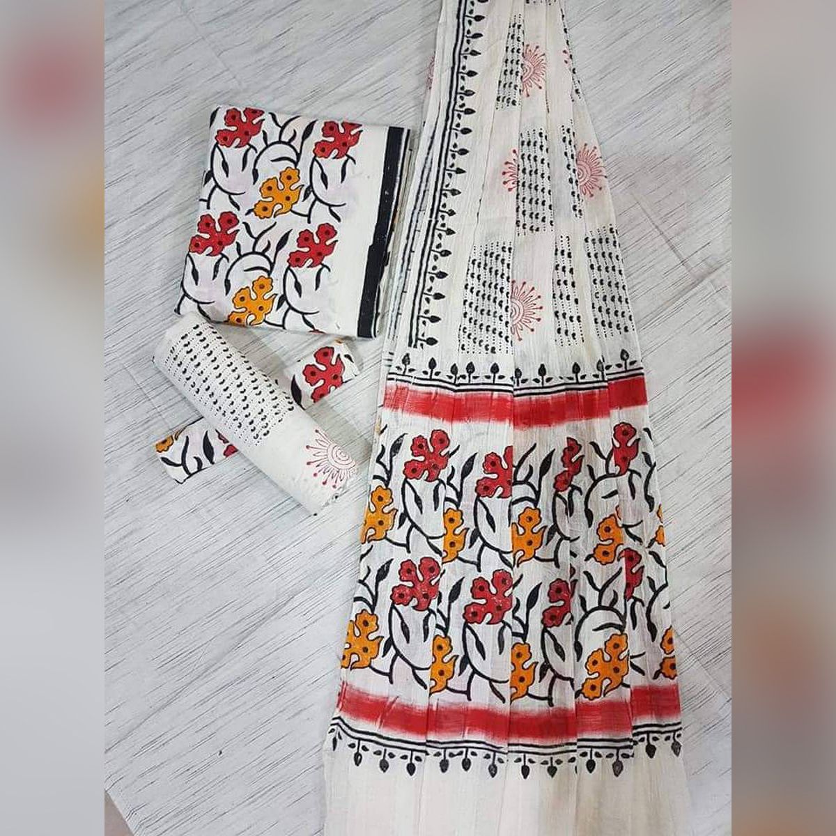 Shukria khadi cotton jaipuri block print fashionable dress collection Salwar Kameez  For Women