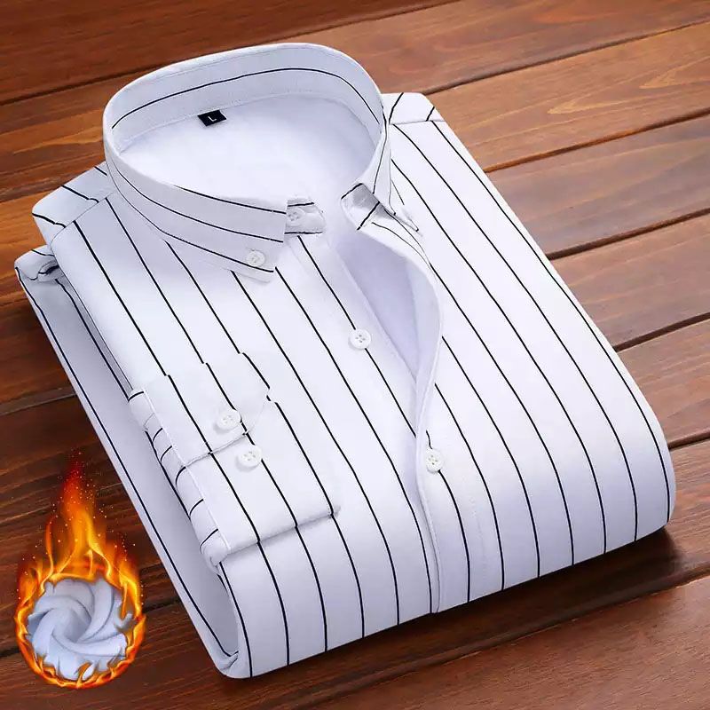 White Stripe Long Sleeve Casual Shirt for Men
