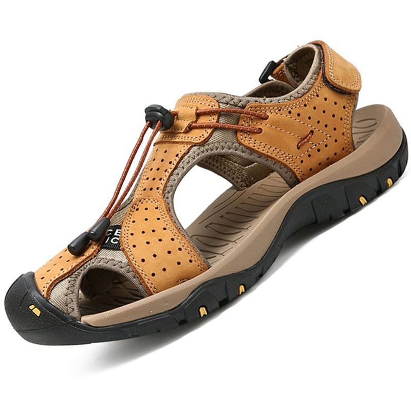 New Men Leather Sandals Summer Casual Shoes Breathable Outdoor Beach Designer Sandals Man Zuecos De Verano Mujer Soulier Homme