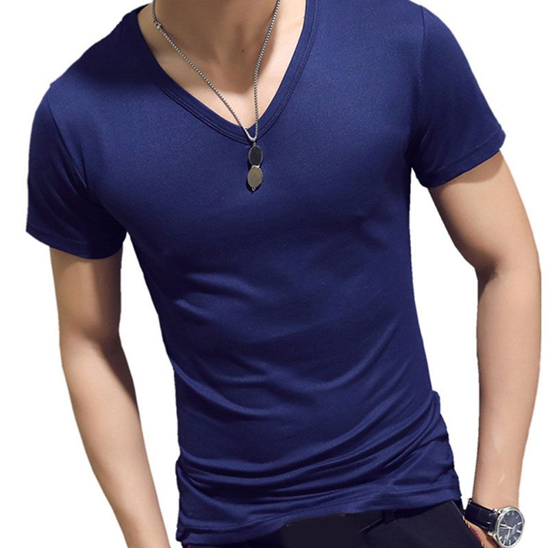 Top Tees Man T-Shirt Fitness T-shirts Mens V-Neck Man T-shirt For Male T-shirts Summer Casual Gym Solid Color Tops
