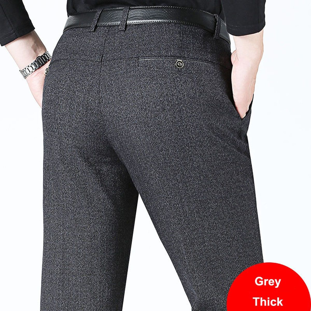 New Style Autumn Winter Men's Slim Casual Pants Fashion Business Stretch Trousers Men  Straight Pant Black Navy Plus Size