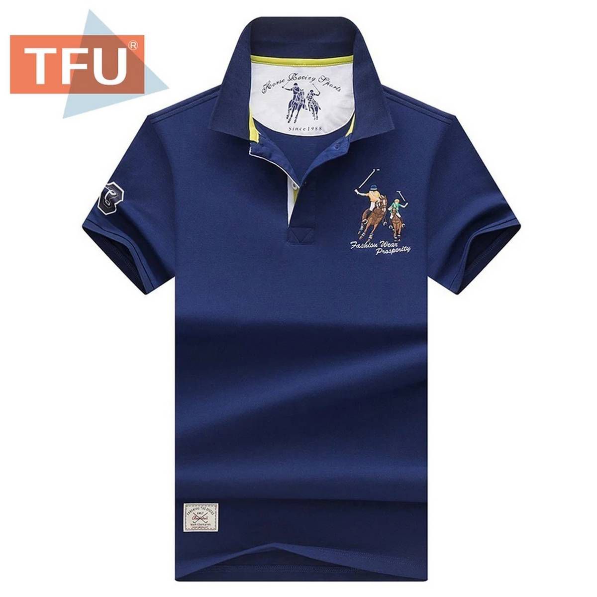 Blue Polo Cotton Short Sleeve T-Shirt for Men