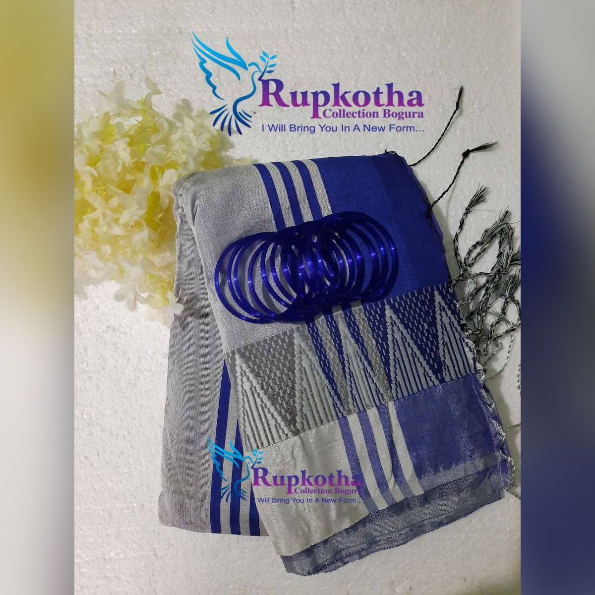 Dupiyan silk tower saree with free churi+ gajra For Stylish Women