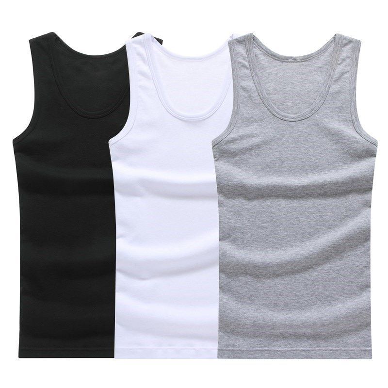 3pcs / 100% Cotton Mens Sleeveless TaTop Solid Muscle Vest Undershirts O-neck Gymclothing Tees Whorl Tops