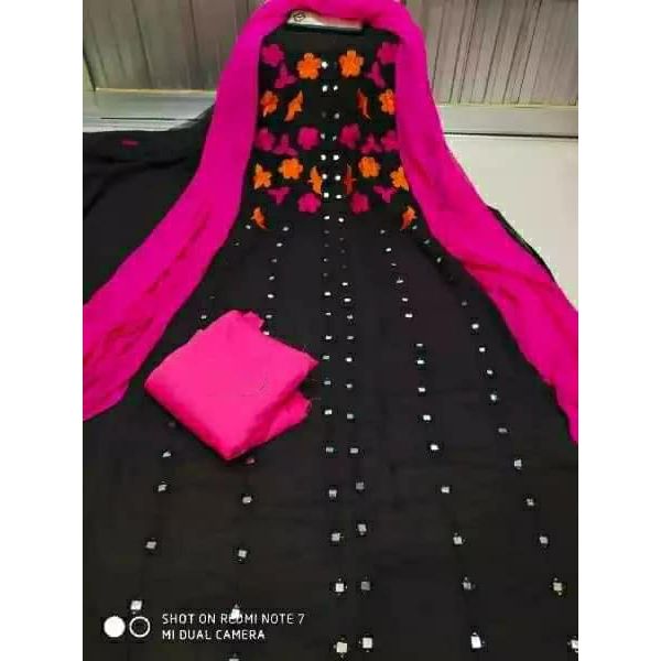 Indian Unstitched Weightless Georgette Embroidery Work - Three piece.
