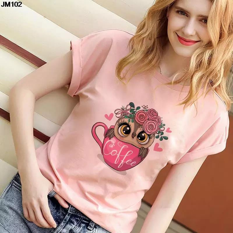Pink&White Tops Ladies Short Sleeve Casual Girl's  New T-Shirt