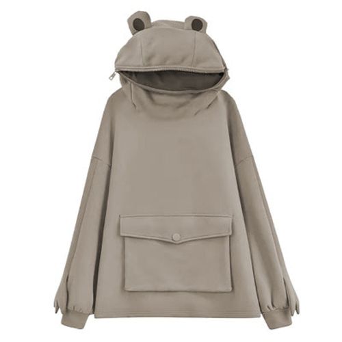 Frog Hoodie Harajuku Sweatshirt Women Hoodies Sweet Japan Top Creative Stitching Cute Frogs Pullover Pocket Hoodie Tot Sell