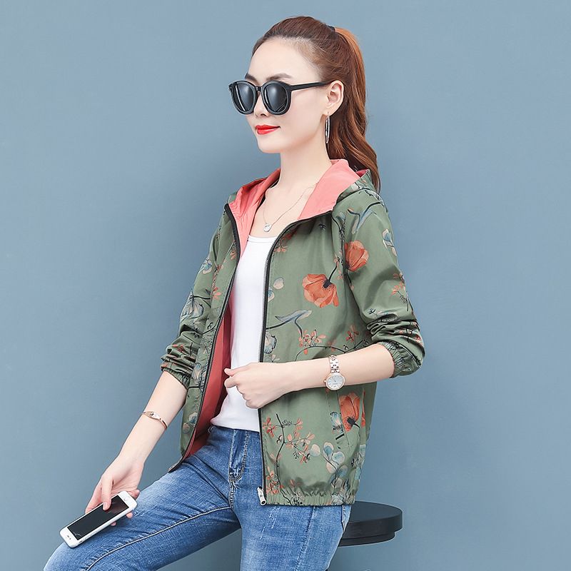 Jackets for Women New Spring Casual Jacket Fashion Style Women Double-face Cloth Korean Printing Hooded Double-sided Jacket for Women
