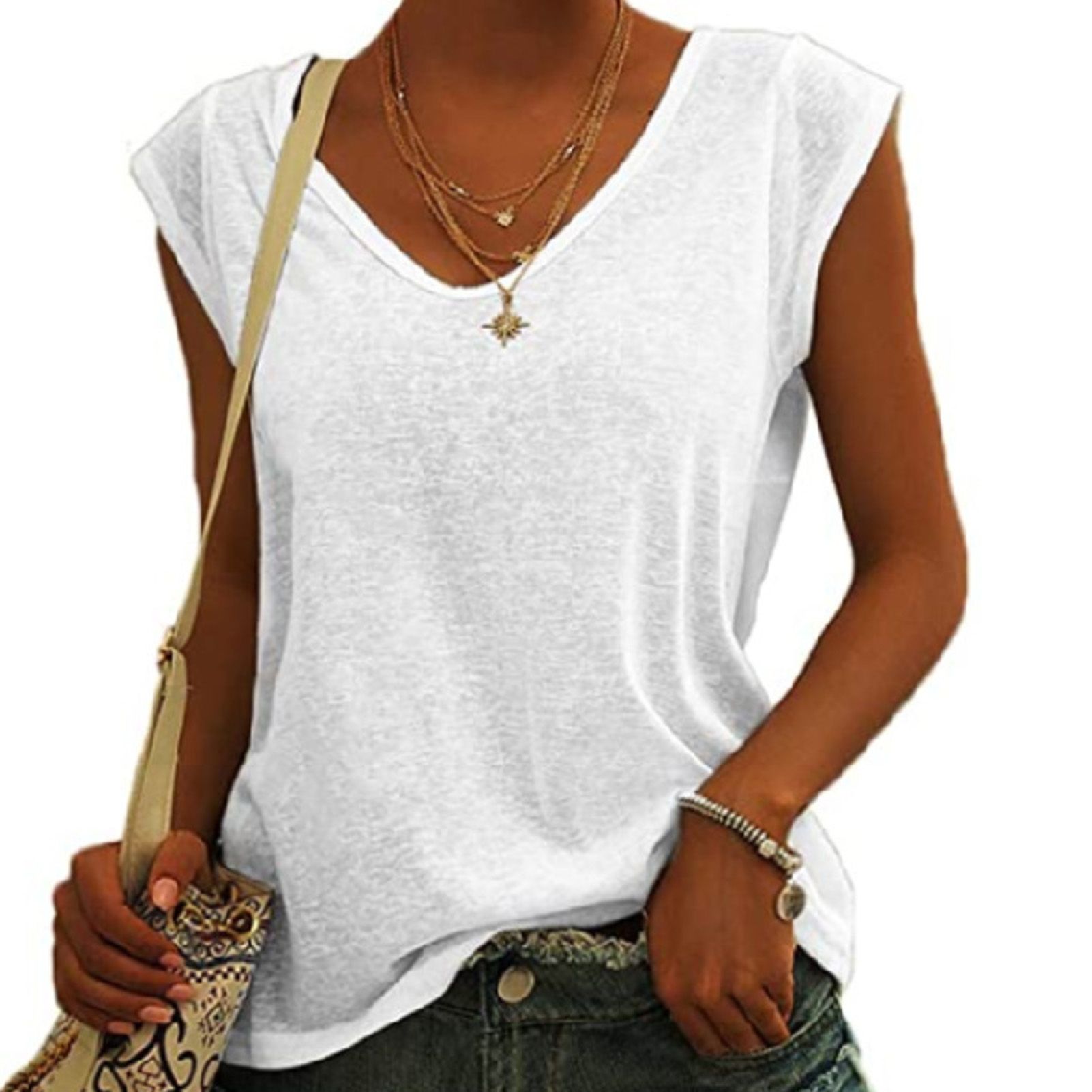Sunnyheart Women T-shirt Anti-ling Pure Color All Match Women T-shirt
