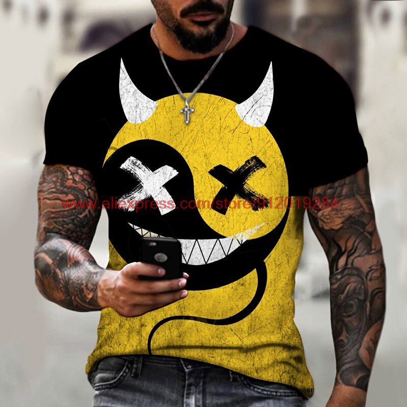 Funny pattern men's t-shirt horror O-neck t-shirt summer fashion top boy clothing large size streetwear men's hop 3D t shirt