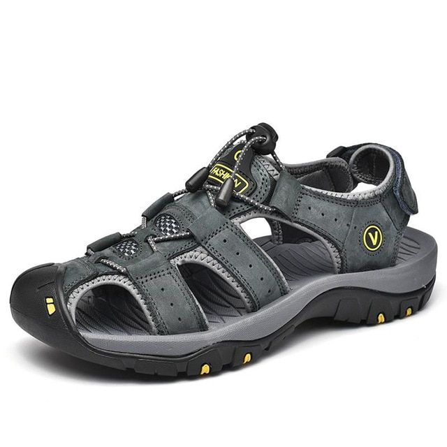 2020 New Big Size Leather Cowhide Men Sandals Summer Quality Beach Slippers Casual Sneakers Outdoor Beach Shoes 47 48