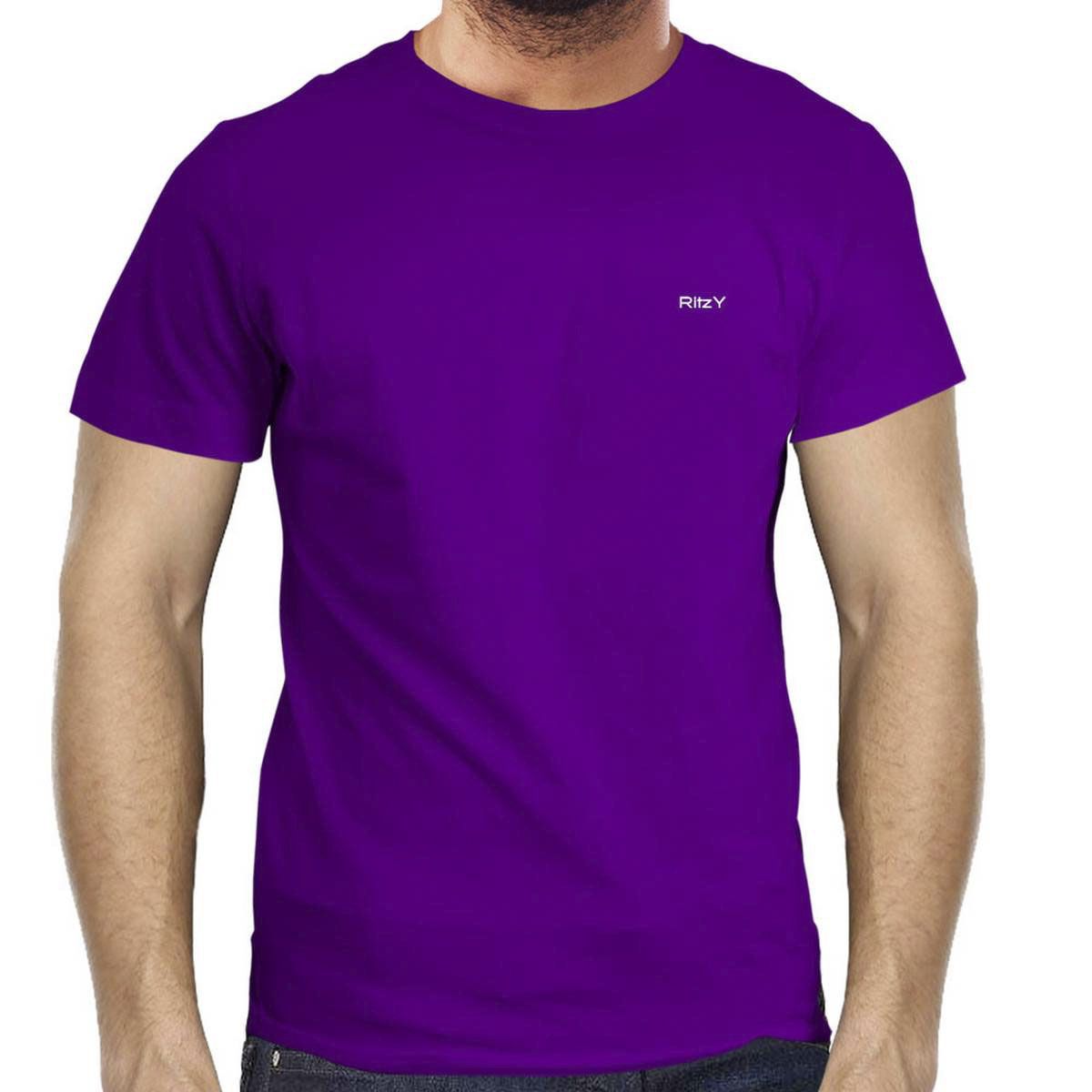 Men\'S Half Sleeve T-Shirt ( Plain Purple) - T Shirt For Man