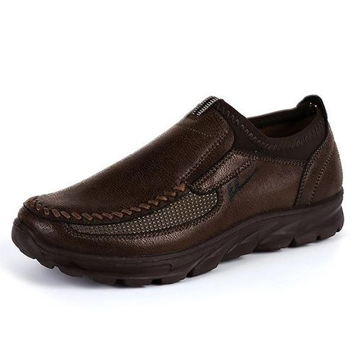 Fashion Men Large Size Hand Stitching Microfiber Leather Non-slip Casual Loafers Flats Shoes - intl