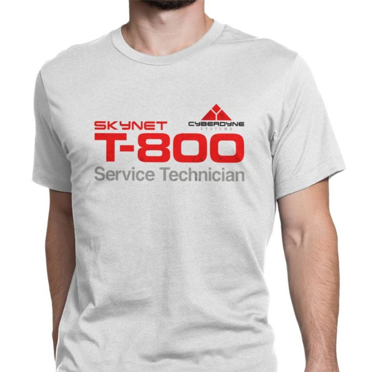 T-800 Technician Tops T Shirt Men Cotton Novelty Tshirts Crewneck Terminator Cyberdyne Cyborg Tee Fitness Streetwear