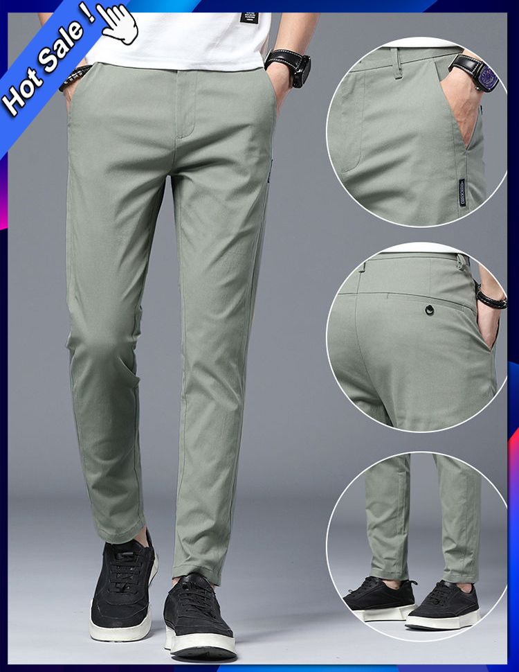 Plus Size Fashion Stretch Sateen Casual Pants for Men's