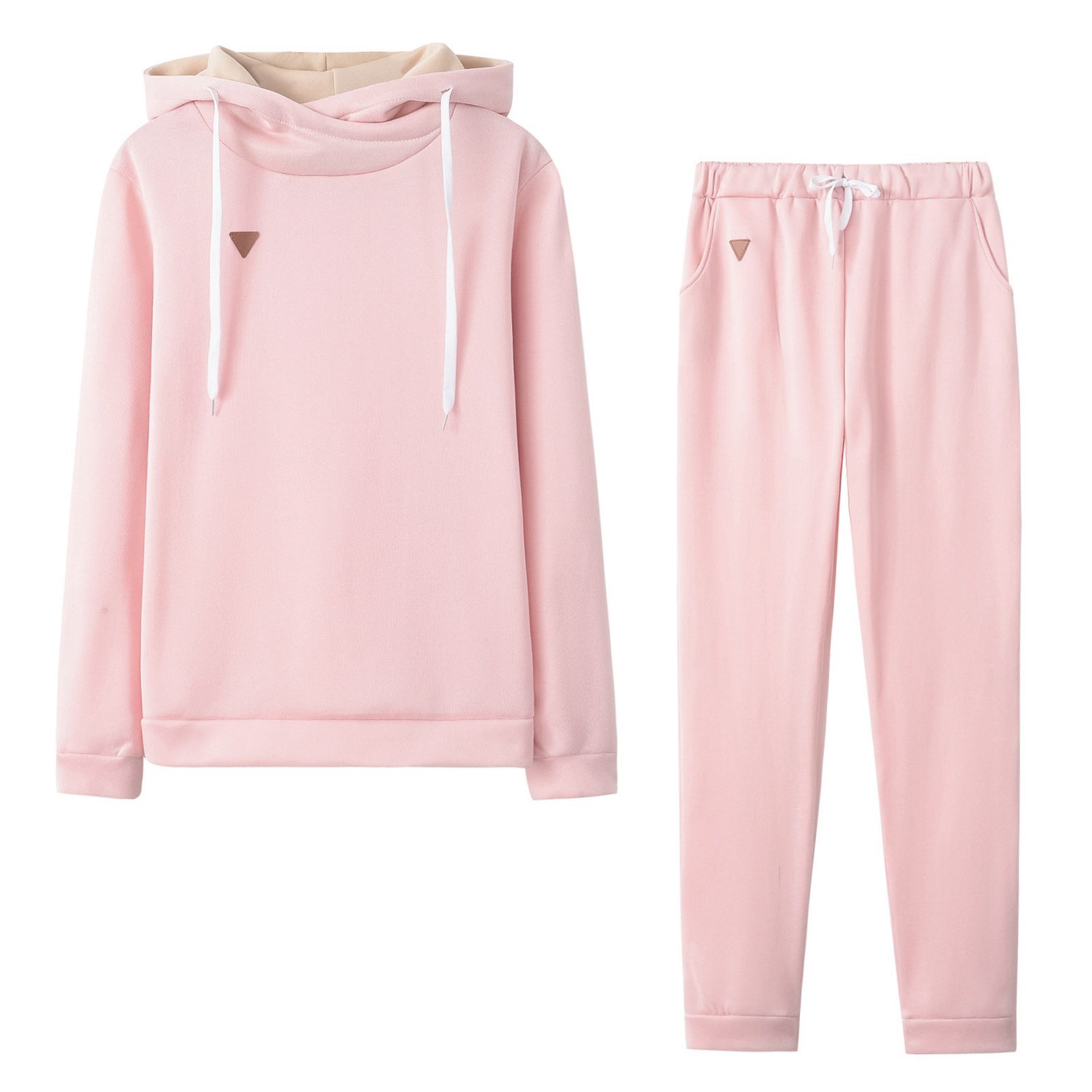 Women Outfit Pockets Windproof Sweatshirt Mid Waist Sweatpants