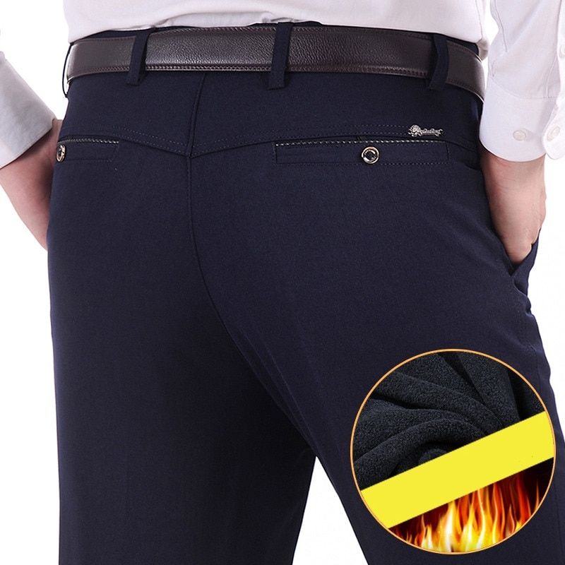 Trousers Business Casual 2020 Pant Keep Warm Winter Fashion Men Suit Pant Men Gentleman No ironing thick MOOWNUC Fit 38 39 40 36