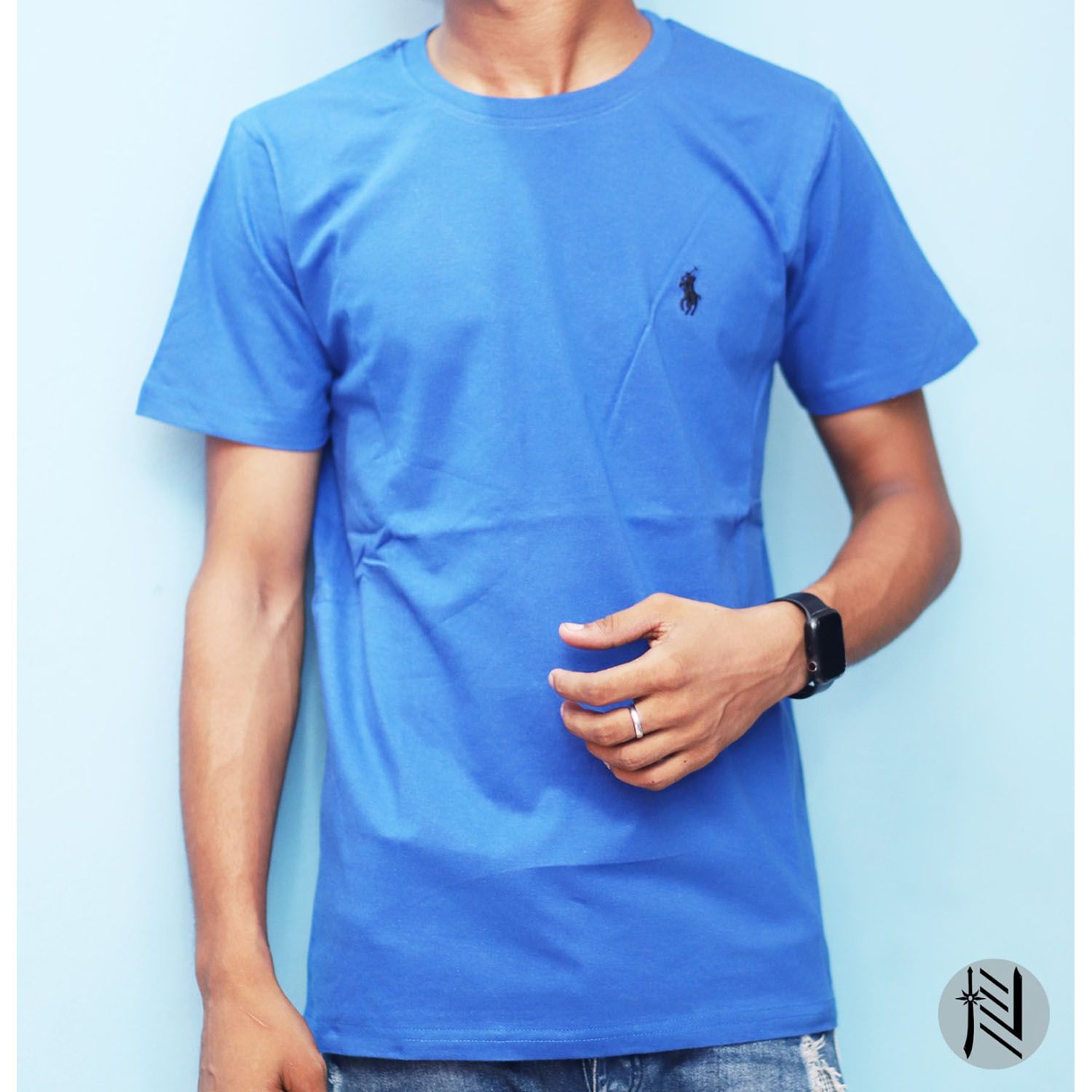 Blue Color Half Sleeve Solid Cotton Polo T-Shirt For Men