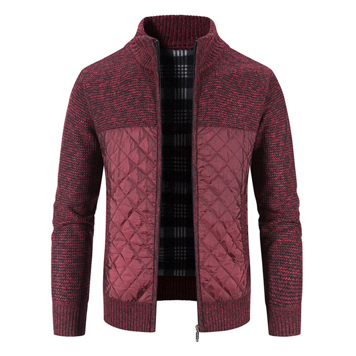 Sweater Coat Ribbed Hem Stand Collar Slim Fit Cardigan Sweater