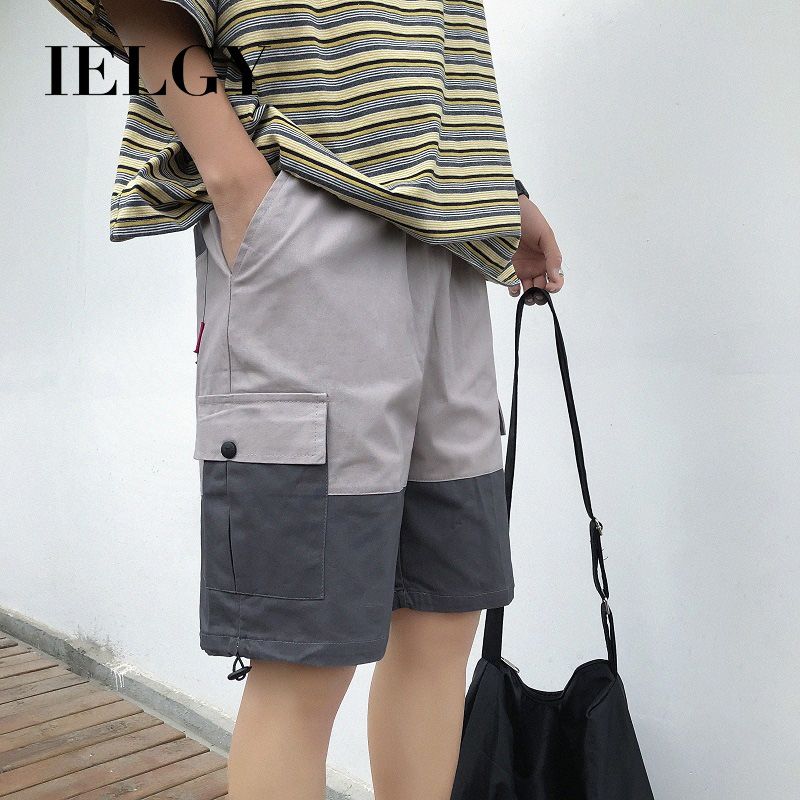 IELGY summer thin style tide brand boys overalls shorts tide brand loose straight five-point pants wild personality casual pants