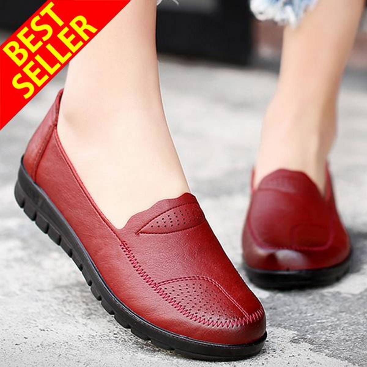 Shoes For Women Fashion Women Leather Shoes Casual Shoes For Women Casual Flat Shoes Ladies Shoes Nurse Soft Peas Loafer Flats 35-41
