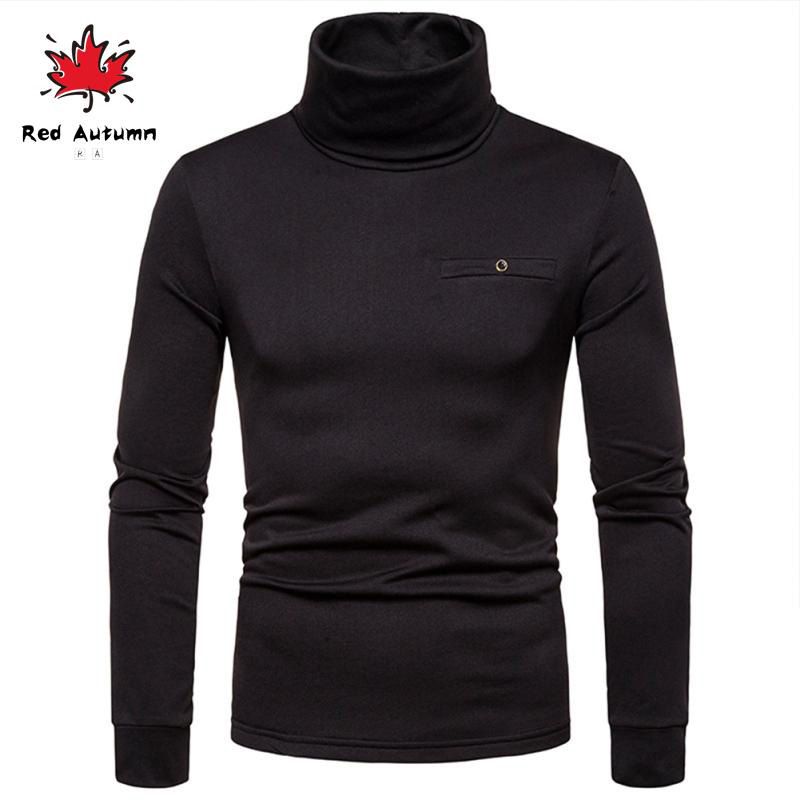 Men Long Sleeve T-Shirt Over Size Solid Color Slim Pullover Base Shirt Tops