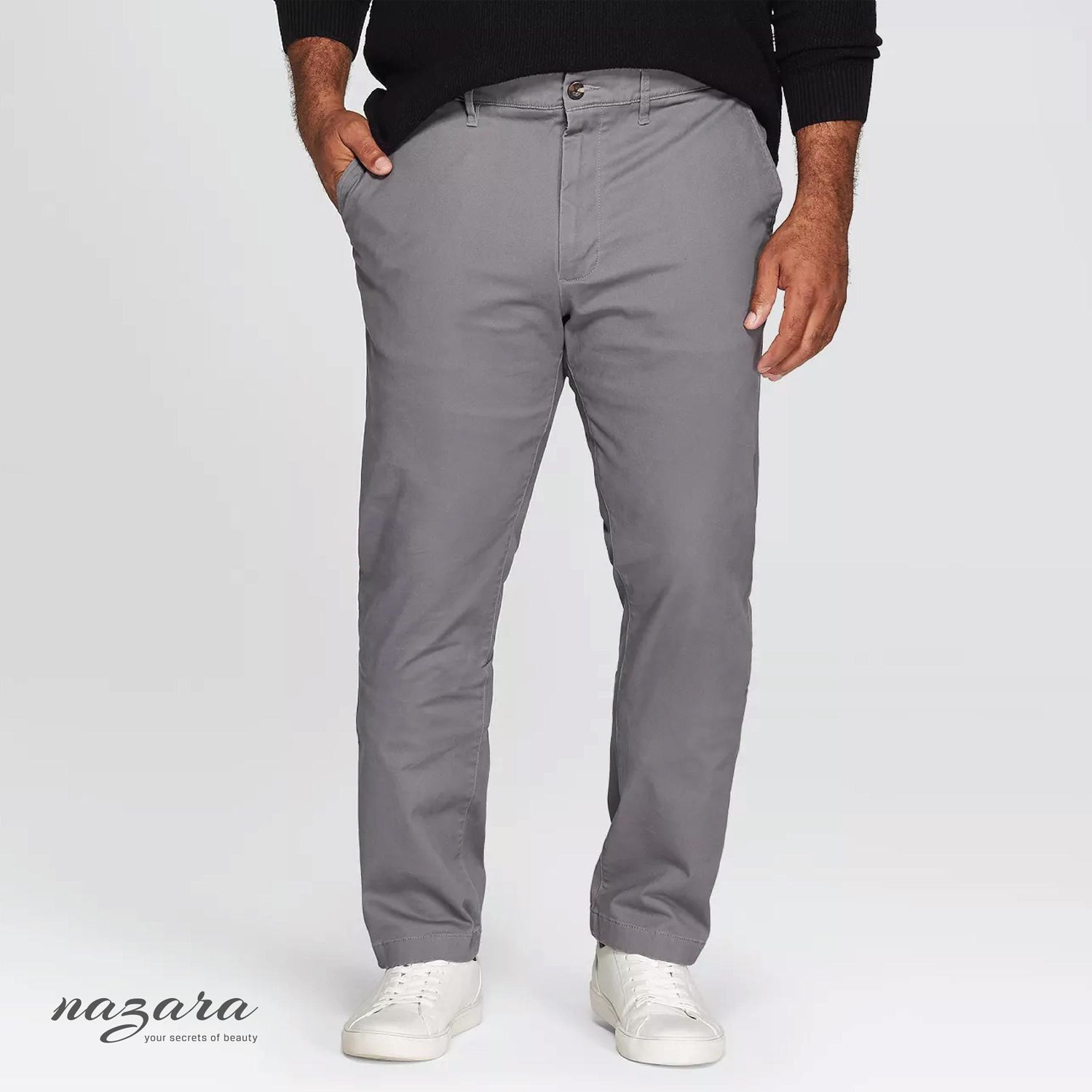 Slim-Fit Chino Gabardine Pants - Light Ash