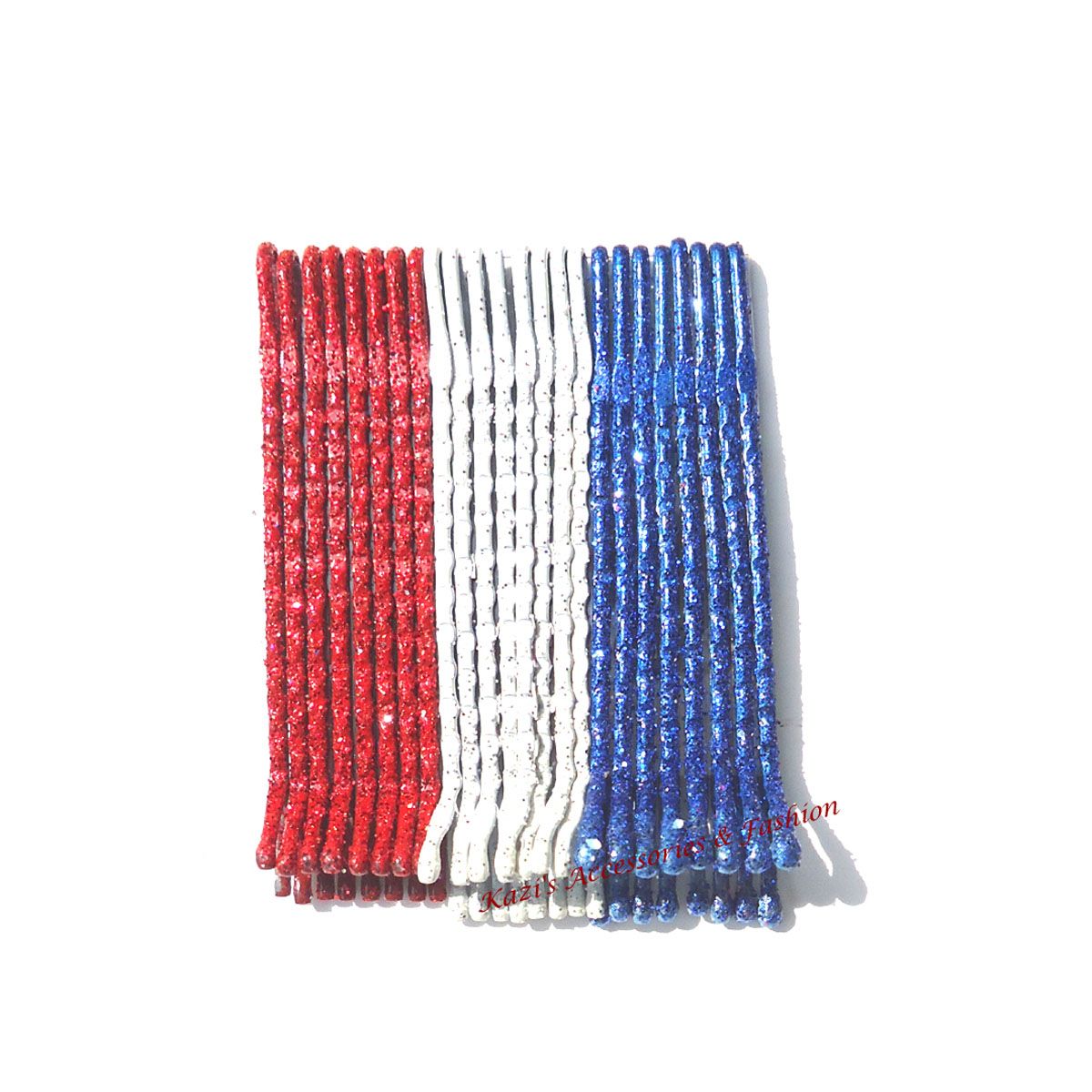Side Bangs Wavy Bobby Pins Glitter Powder Gradient Rainbow Colored Hair Clip for Women and Girls-24 Pcs Set