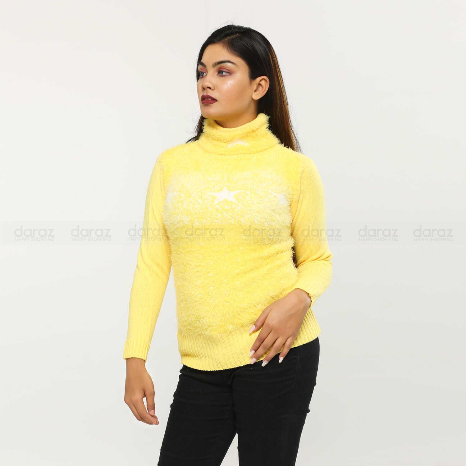 Stylish Comfortable Cashmere Cardigan Sweater For Women - Yellow