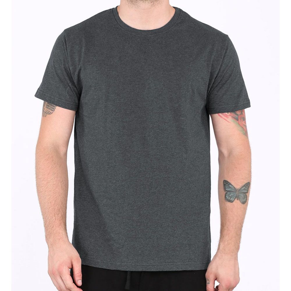 Dark Grey Solid Color Cotton Round Neck T-shirt for Men
