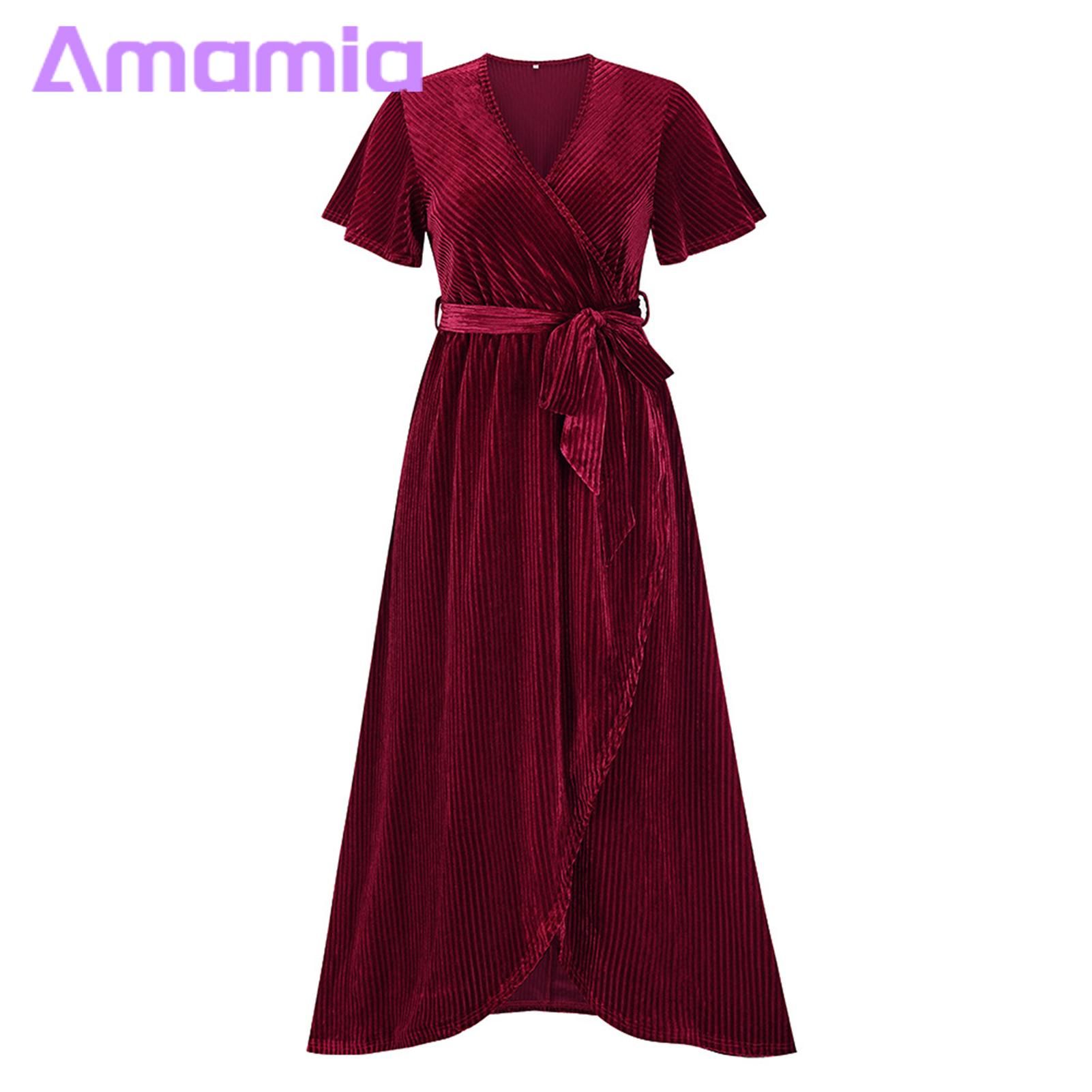 Amamia Long Dress A-lined Ruffle Hemline Maxi Dress