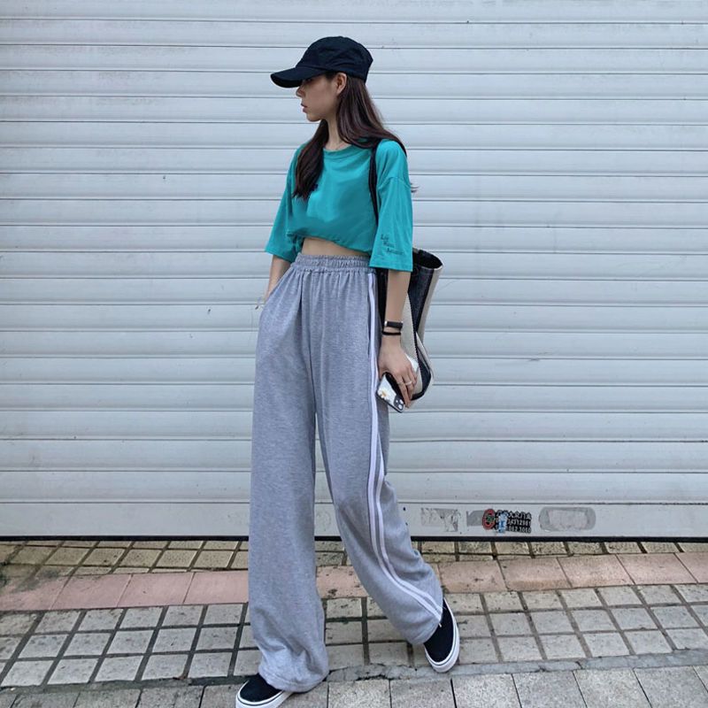 Black Sweatpants Women Spring Korean Style Fashion Print Joggers Women Casual All-match High Waist Trousers